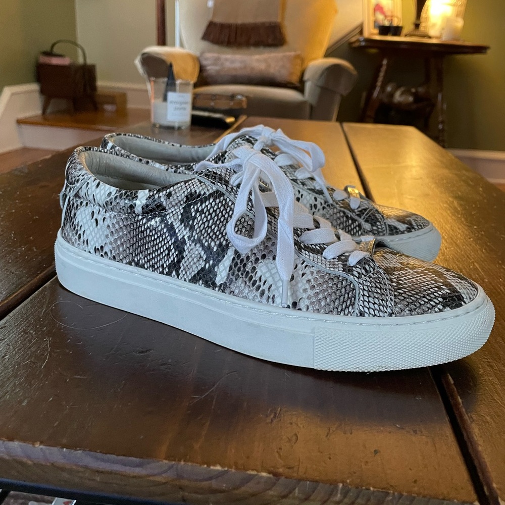 J slides snakeskin print sneakers